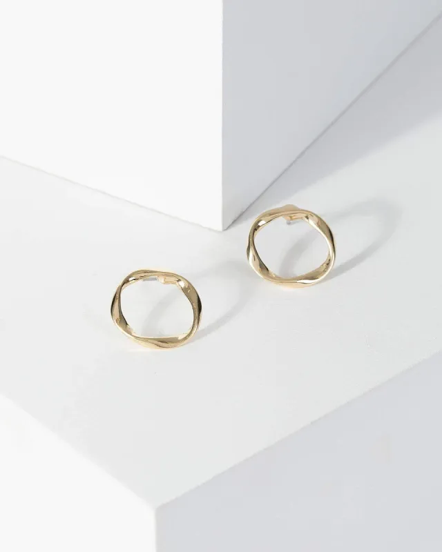 Gold Thin Textured Circle Earrings sold by Collete Hayman
