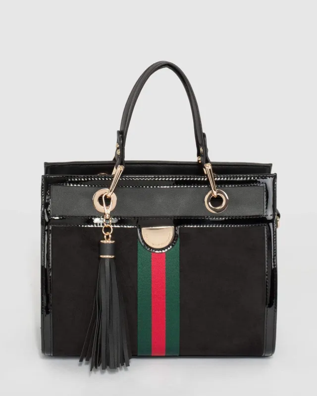 Black Stephanie Webbing Tote Bag sold by Collete Hayman