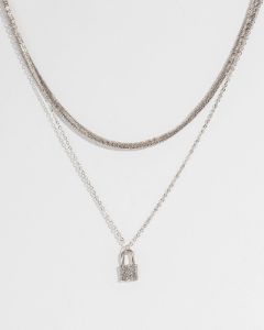 Silver Padlock Chain Layered Necklace sold by Collete Hayman