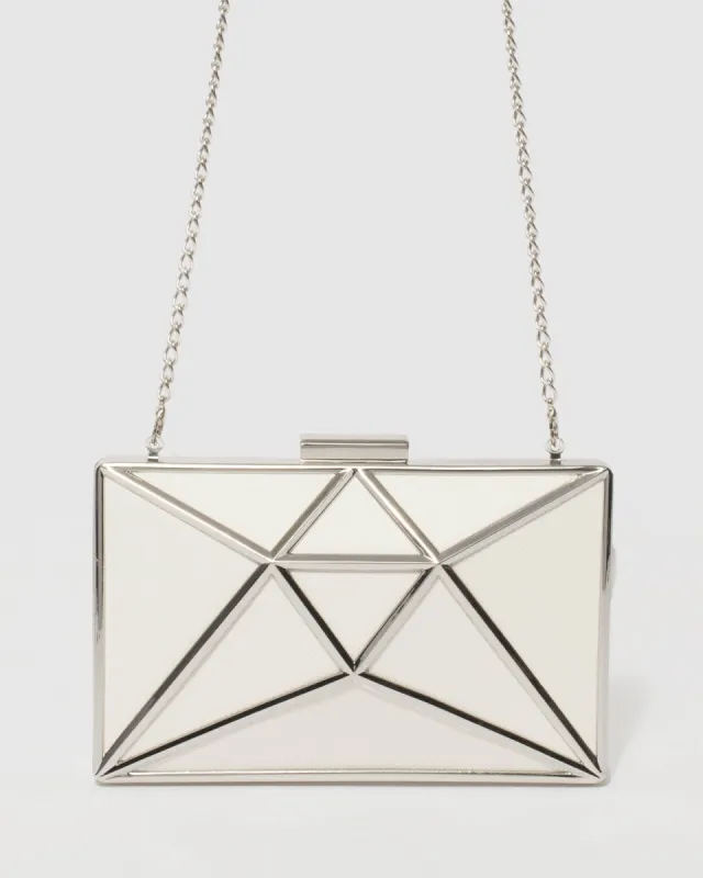 White Geometric Large Clutch Bag sold by Collete Hayman