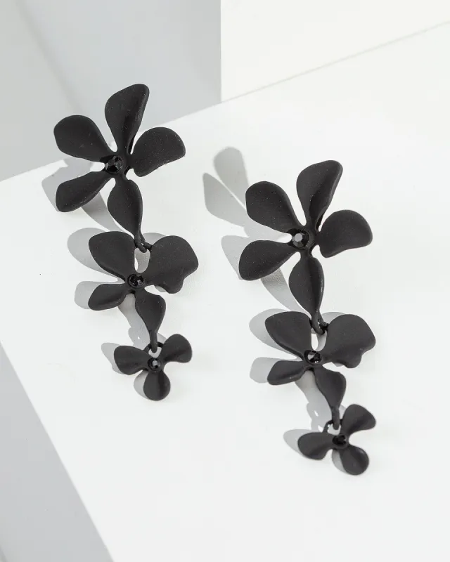 Black Coated Flower Drop Earrings sold by Collete Hayman