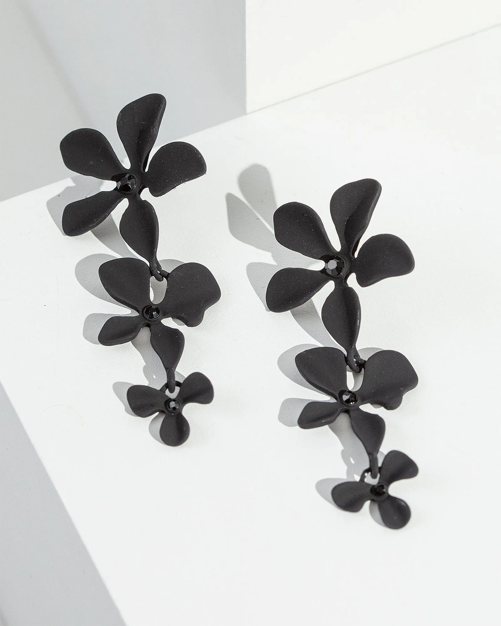 Black Coated Flower Drop Earrings sold by Collete Hayman