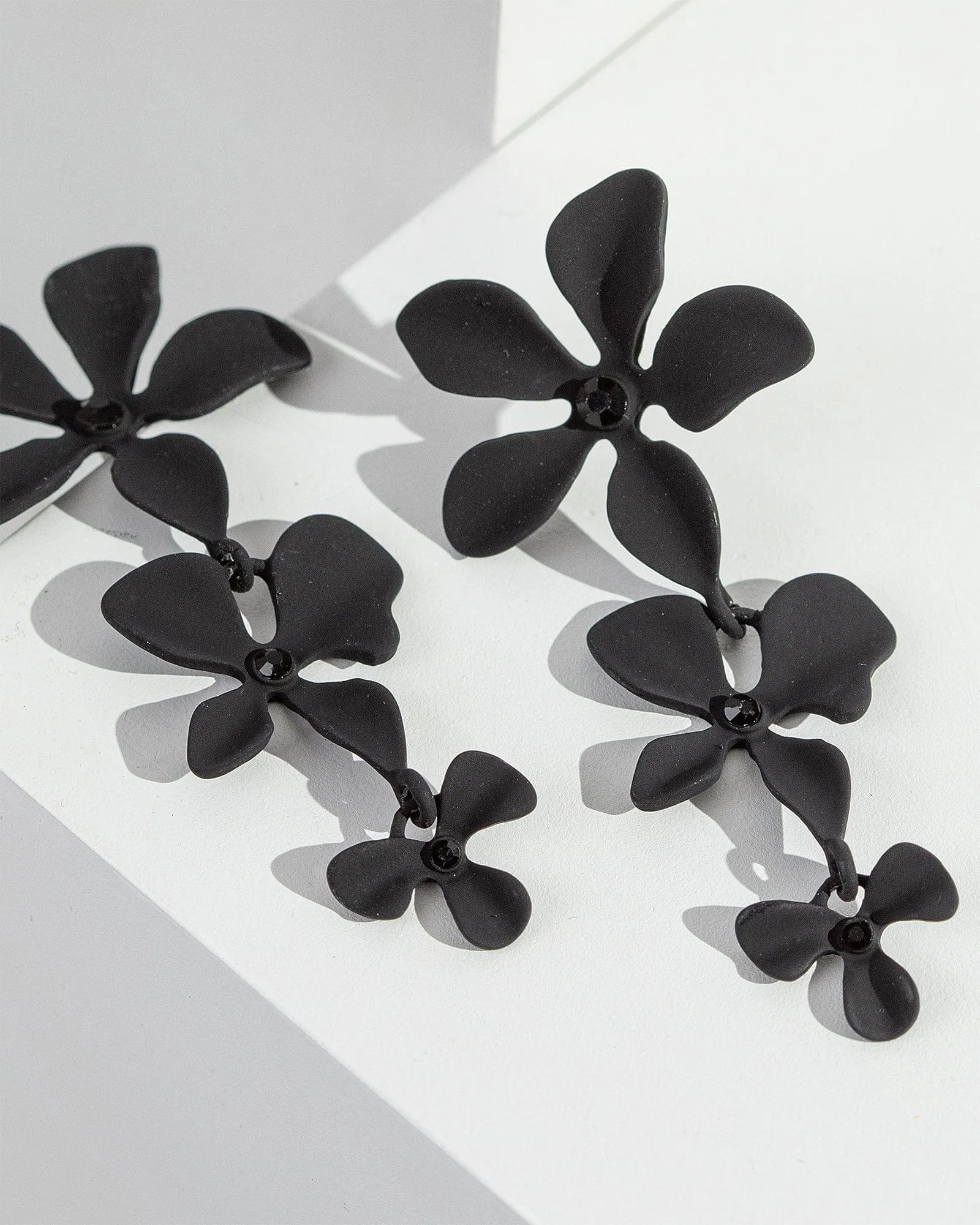 Black Coated Flower Drop Earrings sold by Collete Hayman product image thumbnail 2