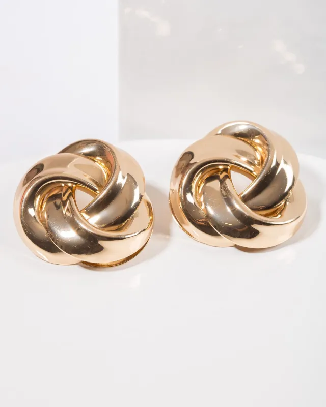 Gold Large Knot Stud Earrings sold by Collete Hayman