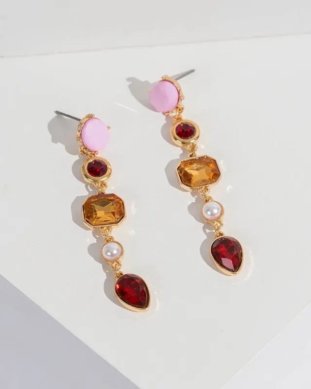 Brown Multi Crystal Drop Earrings made by Collete Hayman