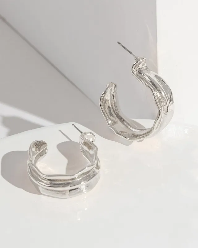 Silver Textured Hoop Earrings sold by Collete Hayman
