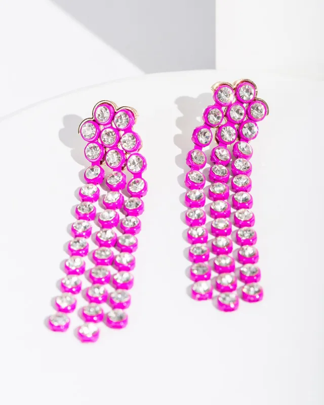 Pink Crystals Chain Earrings sold by Collete Hayman