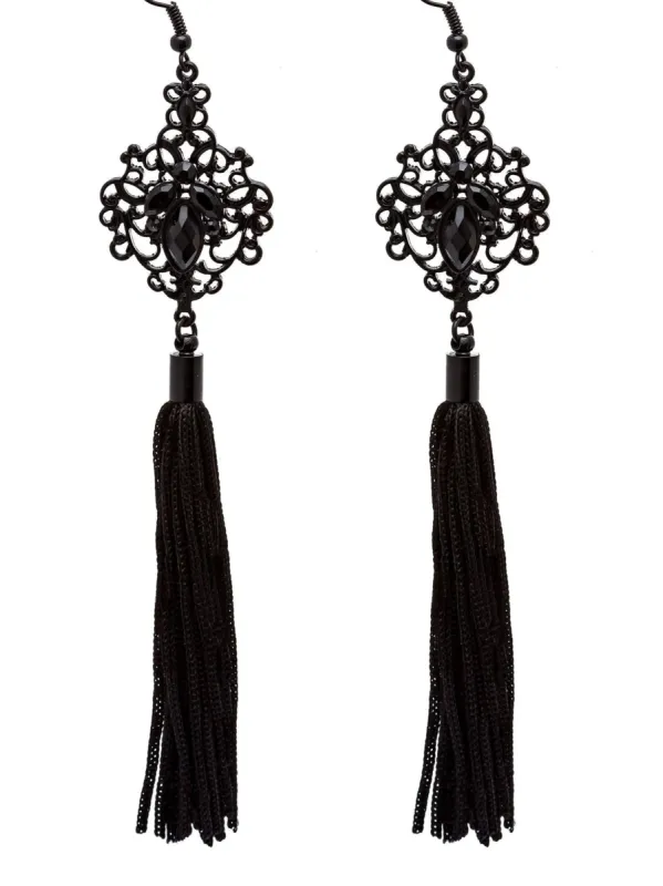 Filigree Drop Tassel Statement Earrings sold by Collete Hayman