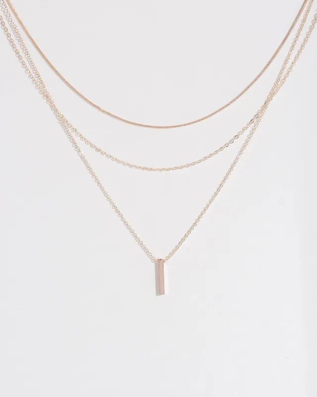 Rose Gold Triple Layer Bar Necklace sold by Collete Hayman