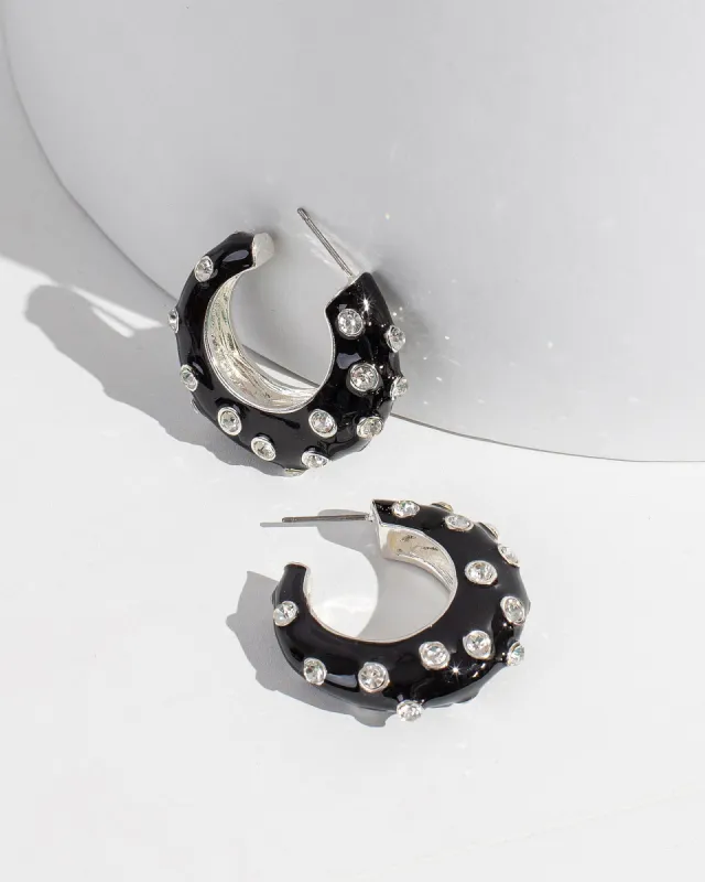 Black Studded Hoop Earrings sold by Collete Hayman