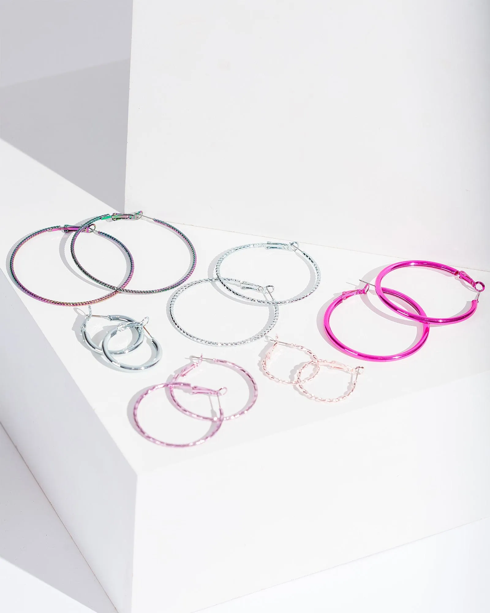 Multi Colour Texture Fine Hoop Pack Earrings sold by Collete Hayman product image thumbnail 2