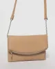 Beige Smooth Zoe Foldover Clutch Bag With Silver Hardware sold by Collete Hayman