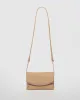 Beige Smooth Zoe Foldover Clutch Bag With Silver Hardware sold by Collete Hayman