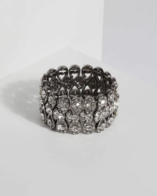 Silver Diamante Teardrop Stretch Bracelet sold by Collete Hayman