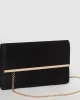 Black Satin Harriet Clutch Bag sold by Collete Hayman