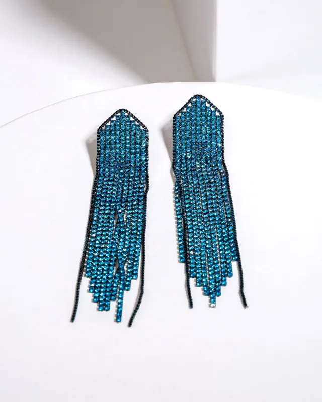 Blue Crystal Chains Fall Earrings sold by Collete Hayman