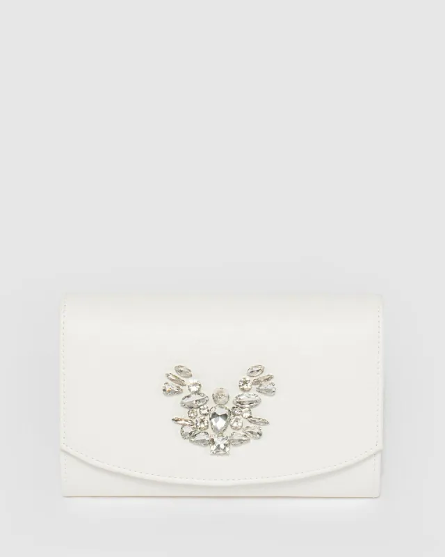White Lila Crystal Clutch sold by Collete Hayman