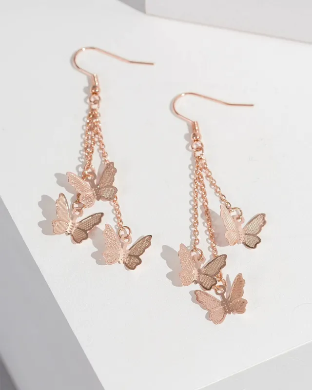 Rose Gold Butterfly Hook Drop Earrings sold by Collete Hayman