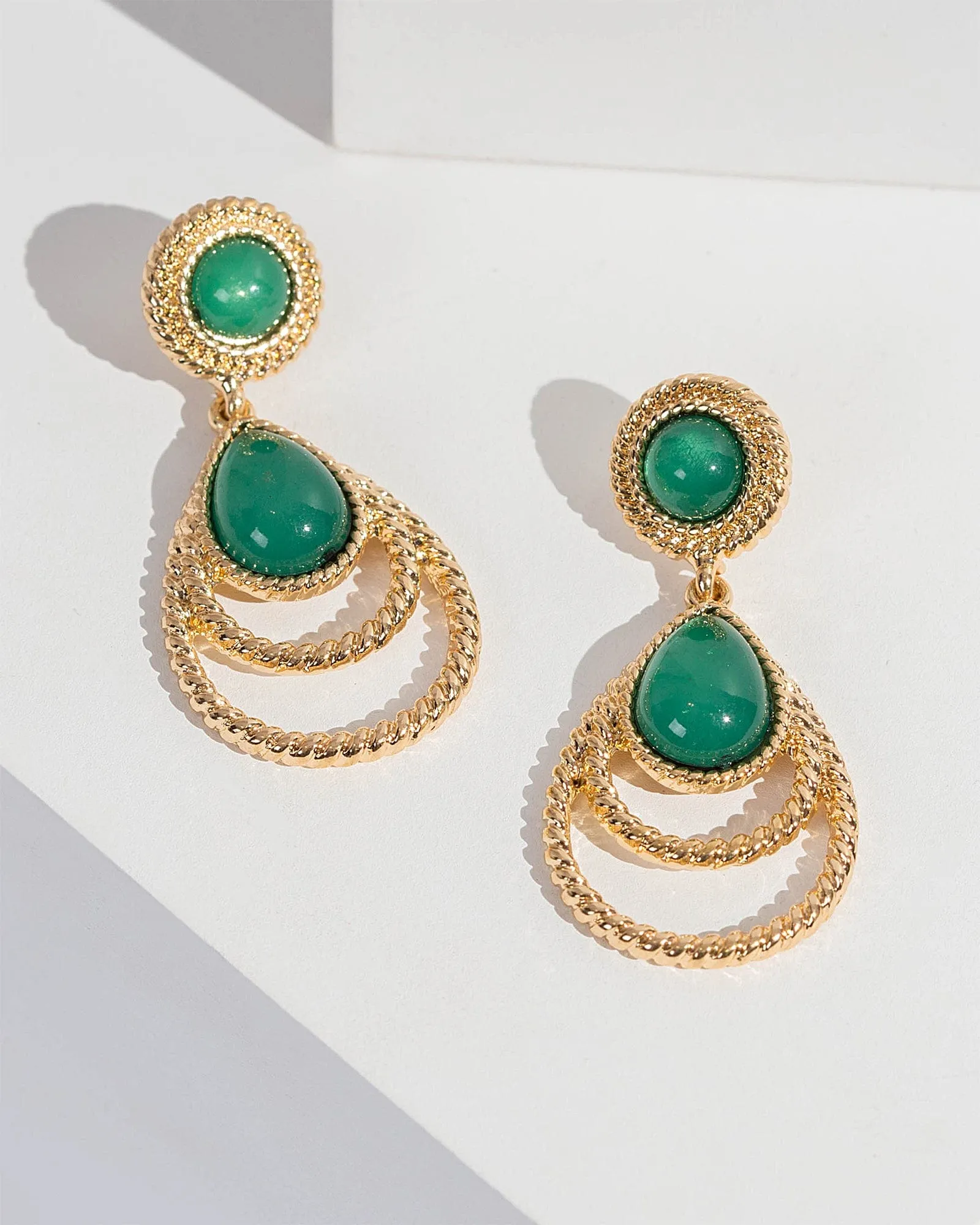 Green Three Tier Drop Earrings sold by Collete Hayman