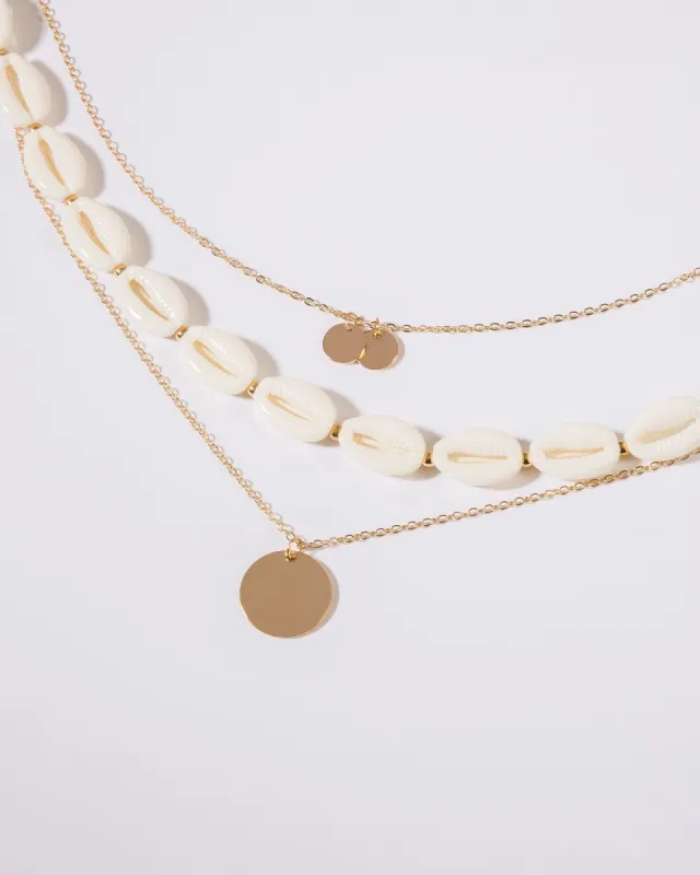 White Layered Metal Shells Necklace sold by Collete Hayman