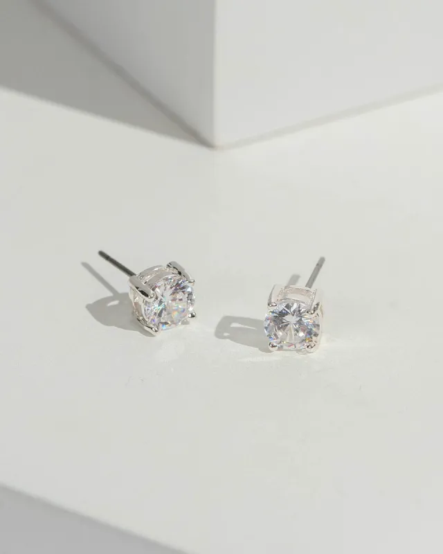 Silver 6mm Cubic Zirconia Round 4 Claw Stud Earrings sold by Collete Hayman