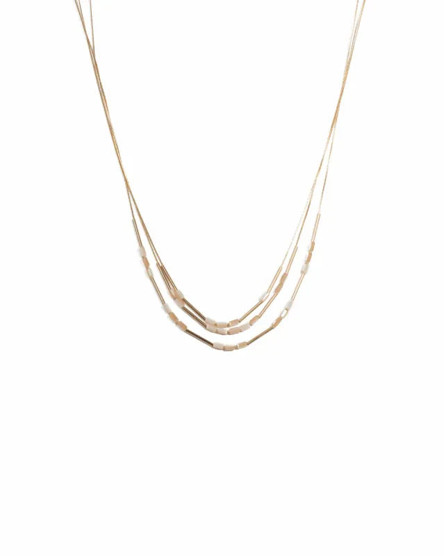 Multi Colour Gold Tone Metal Tube Fine Layered Necklace sold by Collete Hayman