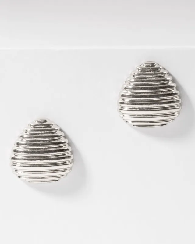 Silver Lined Teardrop Large Stud Earrings sold by Collete Hayman