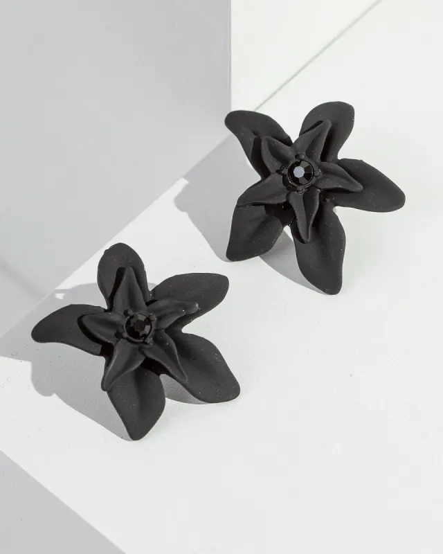 Black Coated Flower Stud Earrings sold by Collete Hayman