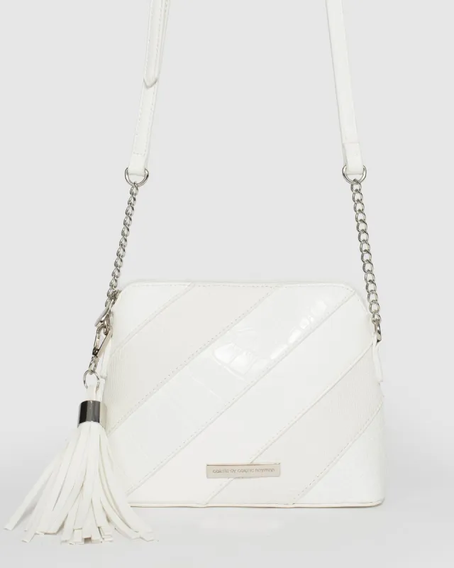 White Karen Panel Crossbody Bag sold by Collete Hayman