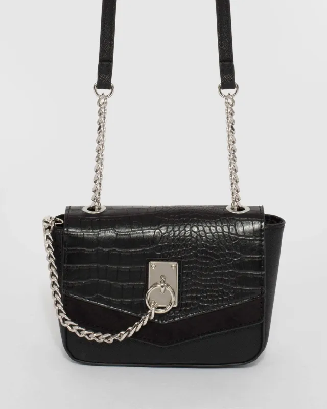 Black Maya Chain Crossbody Bag sold by Collete Hayman