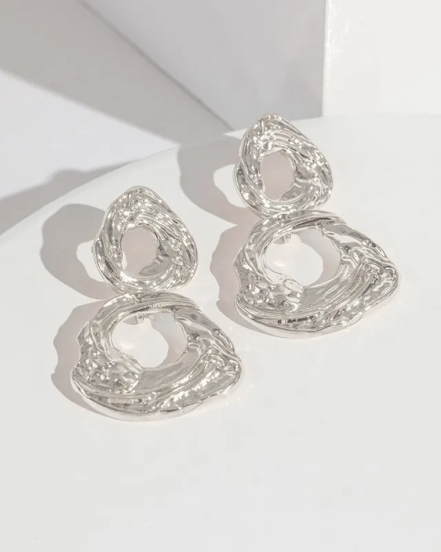 Silver Textural Double Drop Earrings sold by Collete Hayman