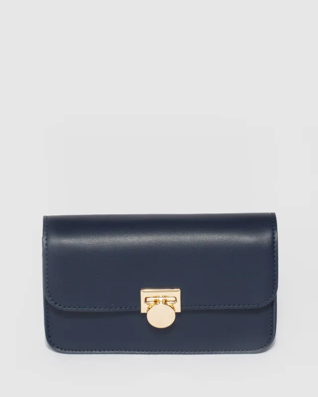 Navy Blue Eboni Hardware Crossbody Bag sold by Collete Hayman
