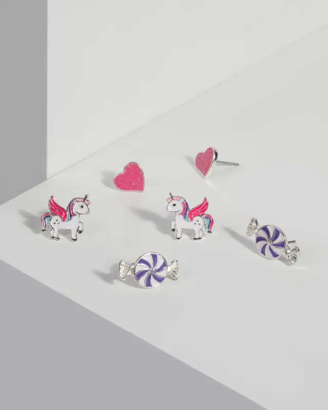 Unicorn and Heart Multi Stud Earrings sold by Collete Hayman