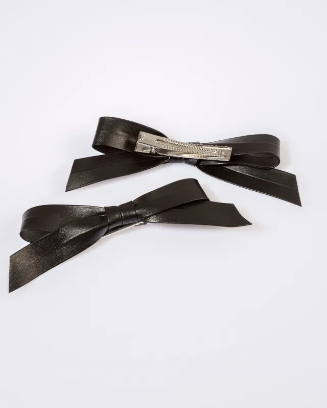 Black 2 Pack Leather Look Bow Hair Clip sold by Collete Hayman