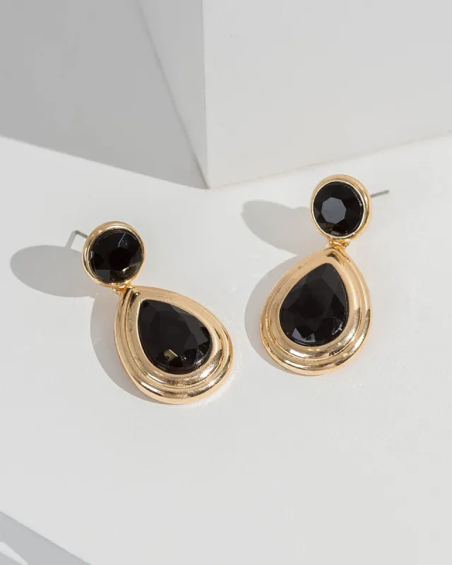 Black Framed Tear Drop Earrings sold by Collete Hayman