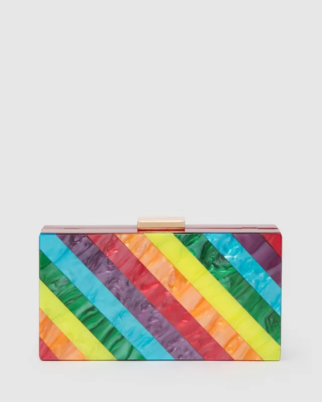 Rainbow Mabel Acrylic Clutch Bag sold by Collete Hayman