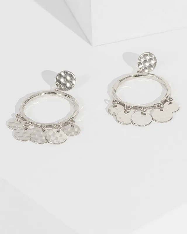 Silver Disc Pendant Drop Earrings sold by Collete Hayman