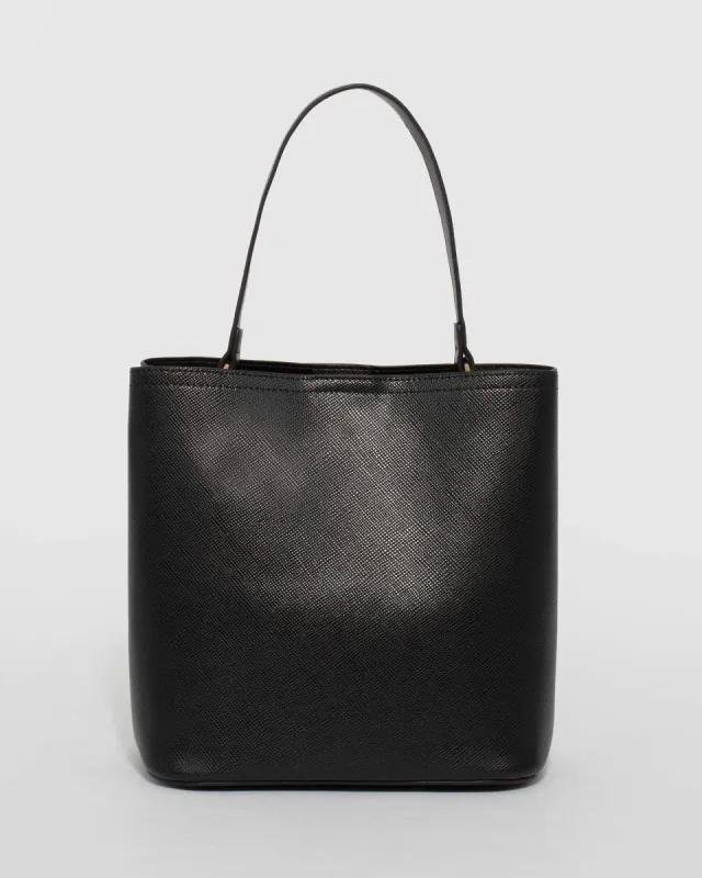 Black Melanie Medium Bucket Bag sold by Collete Hayman