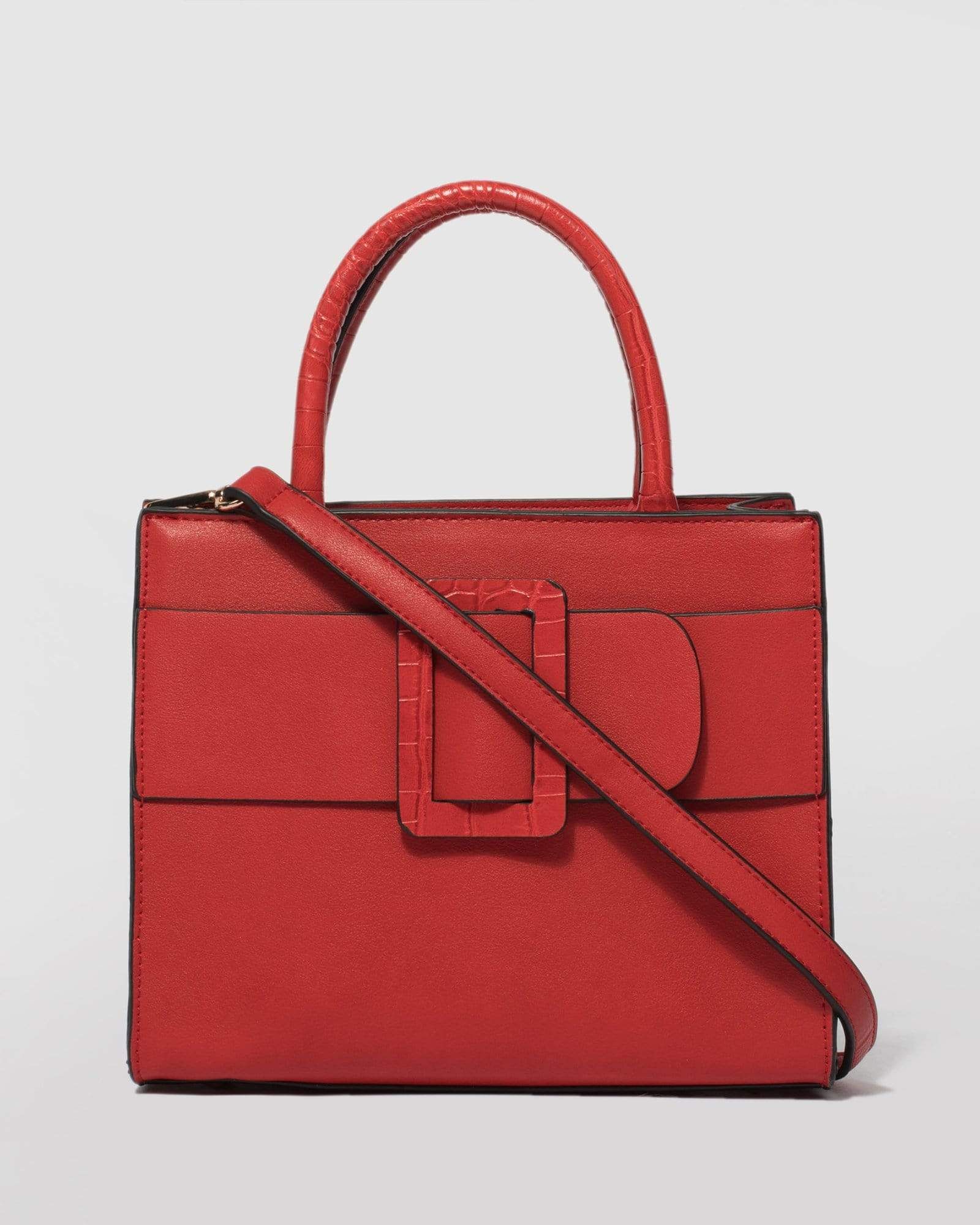 Red Dina Buckle Tote Bag sold by Collete Hayman