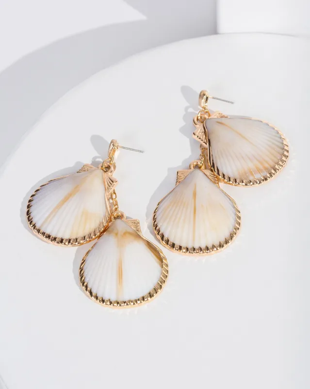 White Shell Statement Drop Earrings sold by Collete Hayman