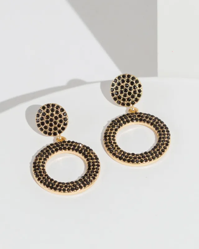 Black Pave Halo Earrings sold by Collete Hayman