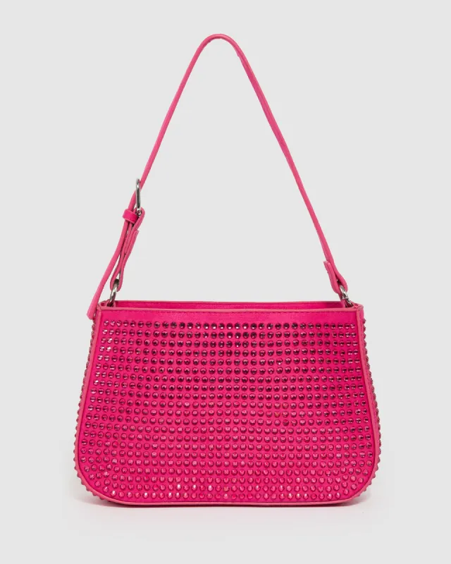 Pink Camila Crystal Shoulder Bag sold by Collete Hayman