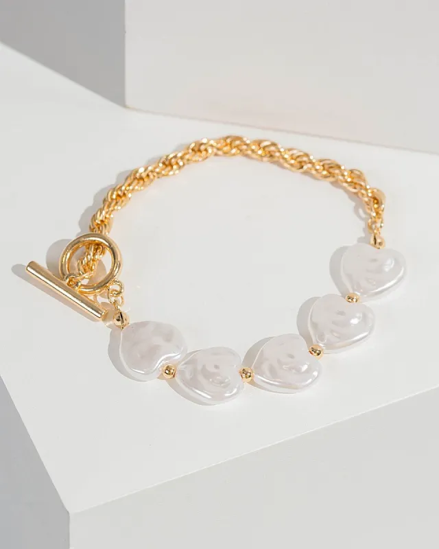 Pearl Multi Heart Toggle Bracelet sold by Collete Hayman