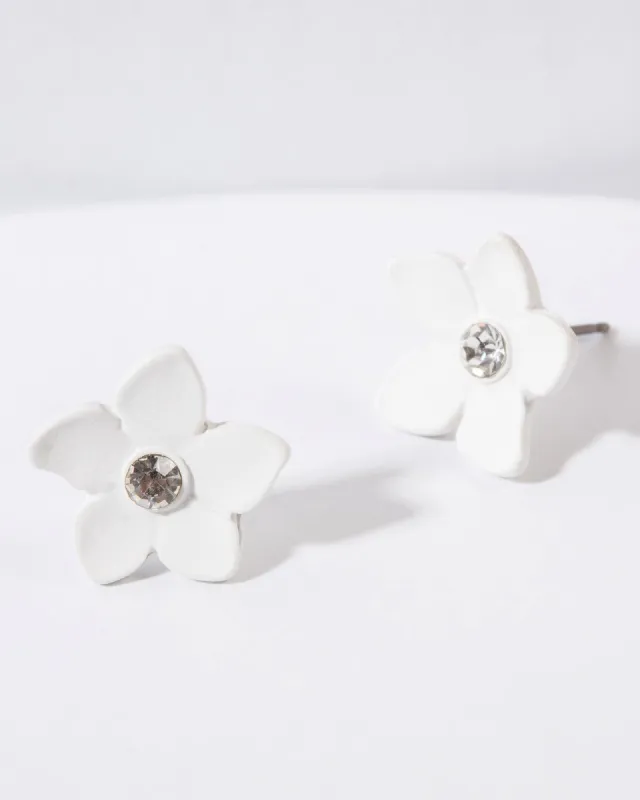 White Flower Stud Earrings sold by Collete Hayman