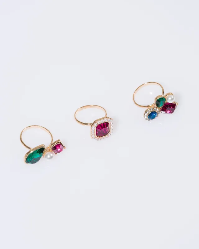 Multi Colour Crystal Cluster Statement Ring sold by Collete Hayman