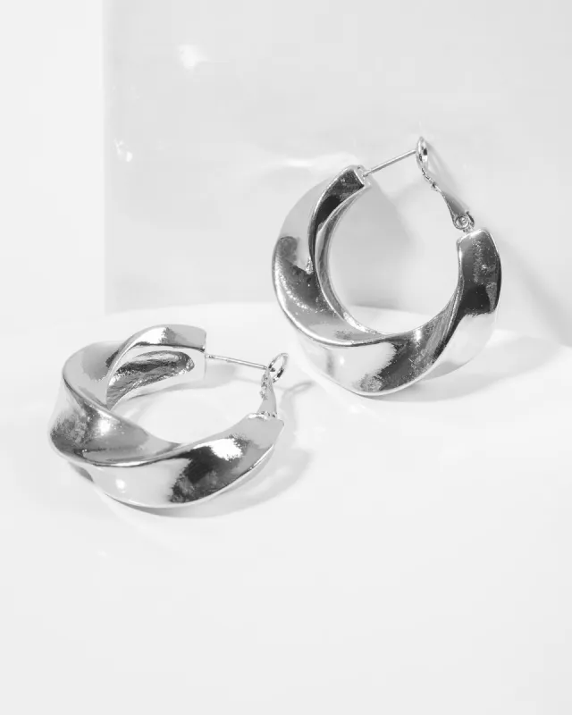 Silver Chunky Twisty Hoop Earrings sold by Collete Hayman