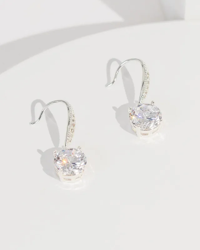 Silver Oval Crystal Hook Earrings sold by Collete Hayman