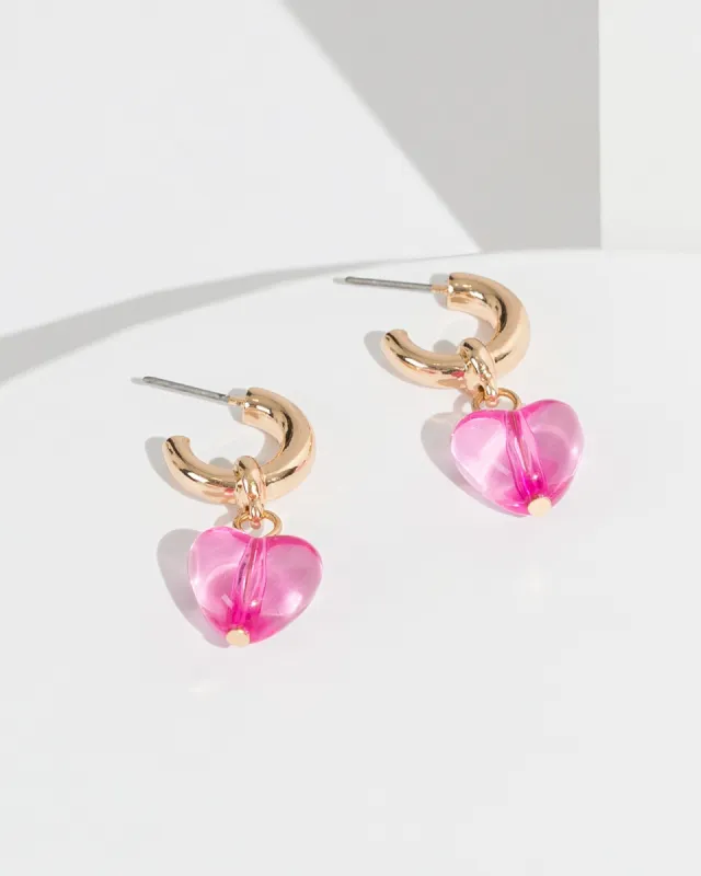 Pink Heart Hoop Earrings sold by Collete Hayman