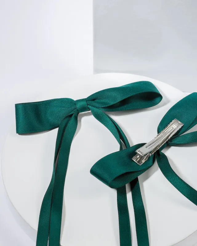 Green 2 Pack Thin Bow Hair Slides sold by Collete Hayman