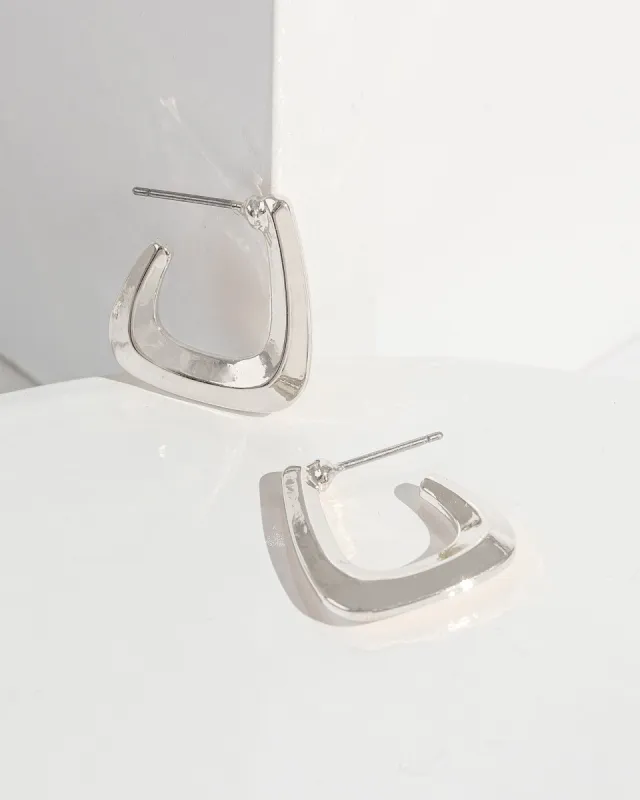 Silver Angled Hoop Earrings sold by Collete Hayman